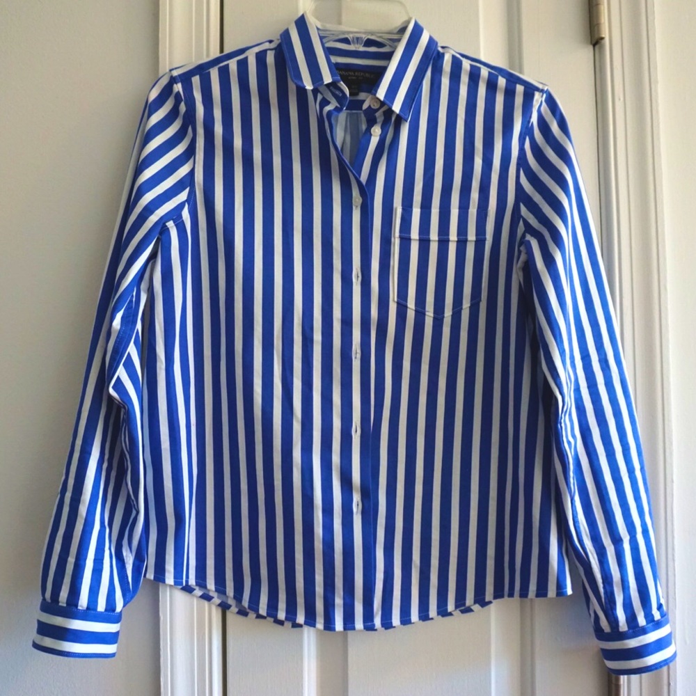Banana Republic Striped Button Up Top